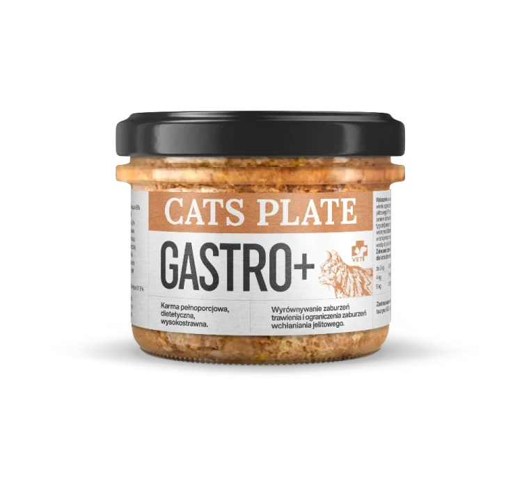 Cats Plate Vet Gastro+ 180 g – słoik specjalistycznej mokrej karmy dla kota z mięsem kangura