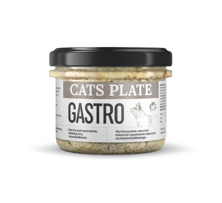 Cats Plate Vet Gastro 180 g – słoik monobiałkowej karmy mokrej dla kotów z indykiem